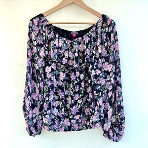 Vince Camuto Women's Multicolor Floral Balloon Sleeve Off The Shoulder Medium